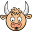 surprise, wow, bull, cute, animal, cow, emoji 