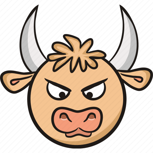 Bull, cute, animal, cow, emoji, angry icon - Download on Iconfinder