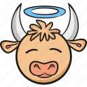 bull, nimbus, animal, cow, emoji, saint
