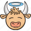 bull, nimbus, animal, cow, emoji, saint 