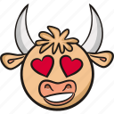 heart, bull, cute, animal, emoji, love, valentine