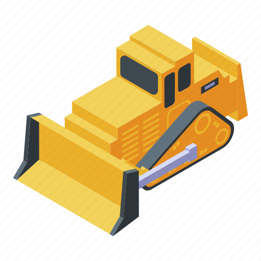 Bulldozer, business, cartoon, cawler, isometric, technology, yellow icon - Download on Iconfinder