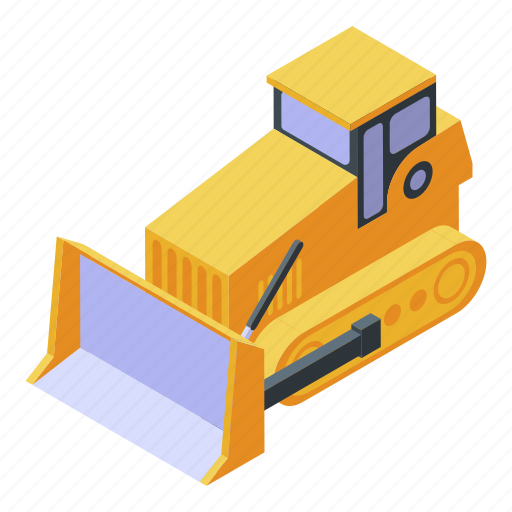 Bulldozer, business, car, cartoon, cawler, isometric, machine icon - Download on Iconfinder