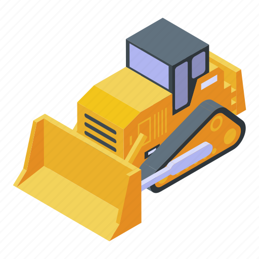 Bulldozer, business, cartoon, construction, dozer, industry, isometric icon - Download on Iconfinder