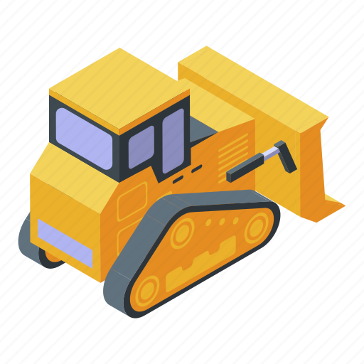 Bulldozer, cartoon, construction, isometric, scoop, shovel, yellow icon -  Download on Iconfinder
