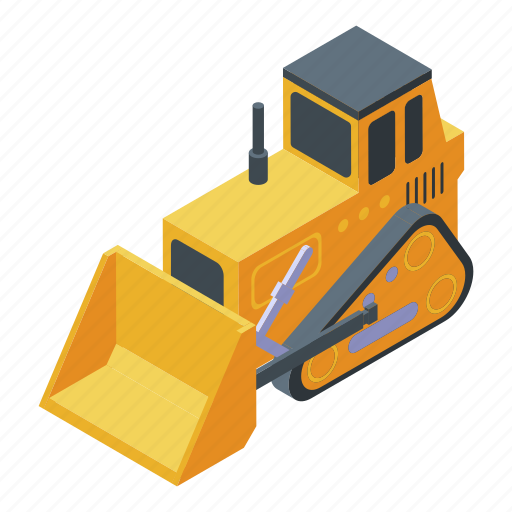 Bulldozer, business, cartoon, cawler, construction, isometric, technology icon - Download on Iconfinder