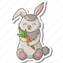 bunny, rabbit, sticker, happy, easter, carrot