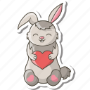 bunny, rabbit, sticker, happy, easter, love