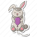bunny, rabbit, sticker, happy, easter, balloon
