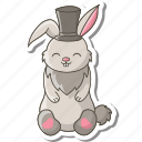 bunny, rabbit, sticker, happy, easter, magician