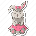 bunny, rabbit, sticker, happy, easter, cute, girl