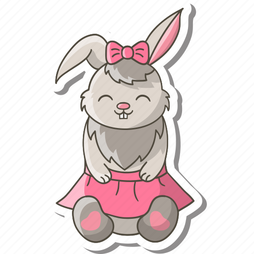 Bunny, rabbit, sticker, happy, easter, cute, girl sticker - Download on Iconfinder