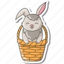 bunny, rabbit, sticker, happy, easter, basket