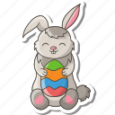 bunny, rabbit, sticker, happy, easter, egg