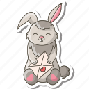 bunny, rabbit, sticker, happy, easter, letter, love