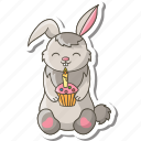 bunny, rabbit, sticker, happy, easter, cake