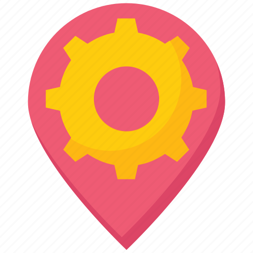 Business, gear, location, navigation, pin icon - Download on Iconfinder