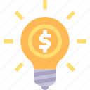 dollar, idea, innovation, money, thought