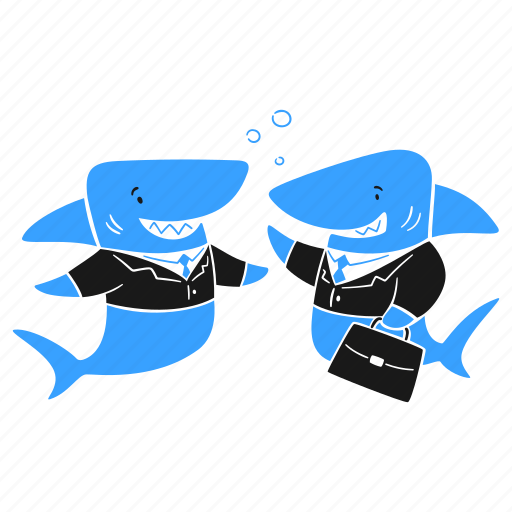 Business, sharks, big, fish, company, businessman, suit illustration - Download on Iconfinder
