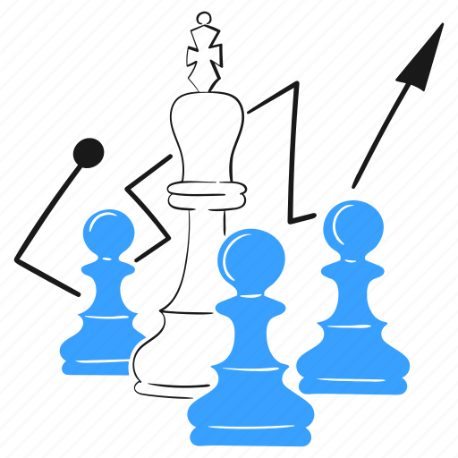 Strategy, business, chess, pieces, king, pawns, analyze illustration - Download on Iconfinder