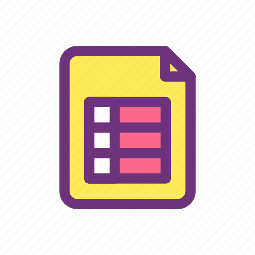 Spreadsheet, document, table, paper, page, file, data icon - Download on Iconfinder