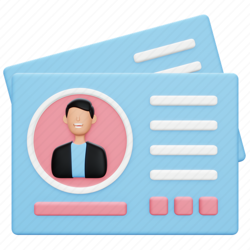 Account, profile, id, card, identity, person, user 3D illustration - Download on Iconfinder