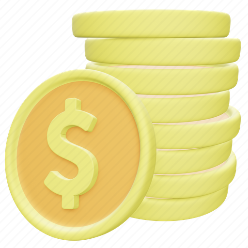 Dollar, coin, banking, cash, money, payment, shopping 3D illustration - Download on Iconfinder
