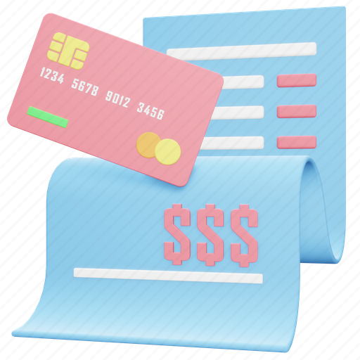 Invoice, bill, buy, cash, currency, payment, shopping 3D illustration - Download on Iconfinder