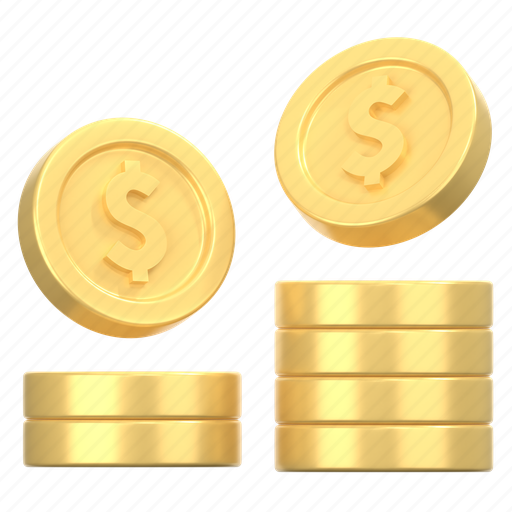 Coin, dollar, coin stack, money, finance 3D illustration - Download on Iconfinder