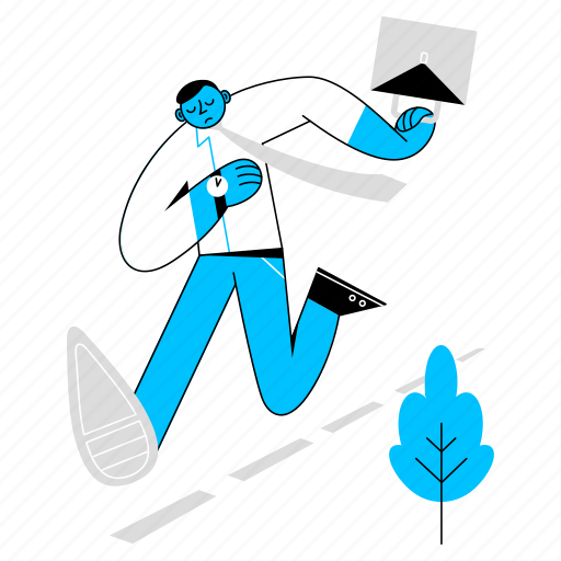 Businessman, rushing, work, office, finance, business, money illustration - Download on Iconfinder