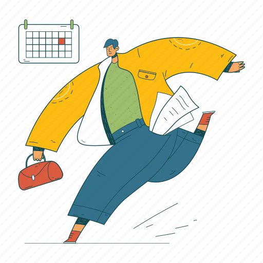 Rushing, work, office, rush, businessman, running, business illustration - Download on Iconfinder