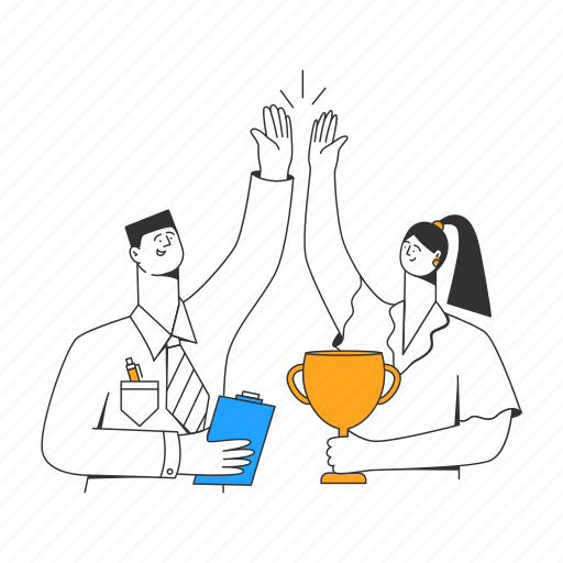 Colleagues, rejoice, award, winner, star, cup, prize illustration - Download on Iconfinder