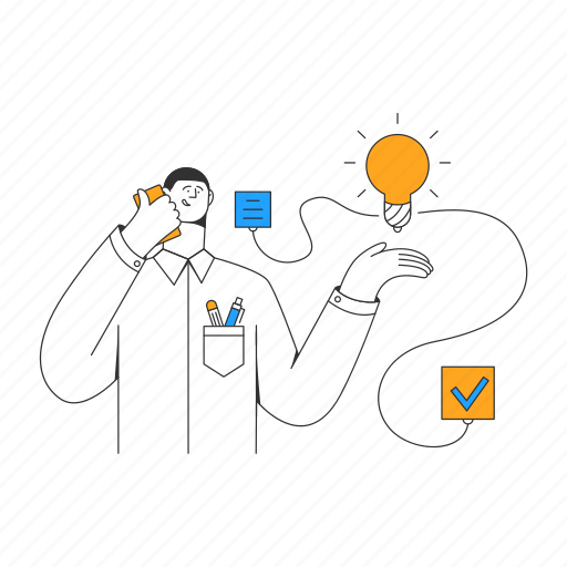 Discussing, idea, phone, bulb, business, speech bubble, user illustration - Download on Iconfinder
