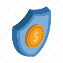 dollar, shield, security, protection, money