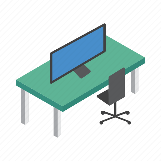 Monitor, table, chair, working, space icon - Download on Iconfinder