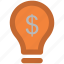 bulb, business idea, creativity, dollar power, dollar sign, electric bulb 