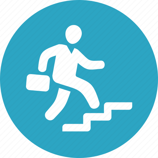 Business success, businessman, running, stairs icon - Download on Iconfinder