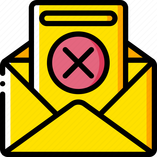 Business, cross, declined, email, rejected, yellow icon - Download on Iconfinder
