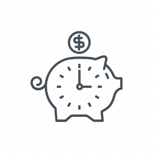 Clock, earn money, piggy bank, save money, time is money icon - Download on Iconfinder