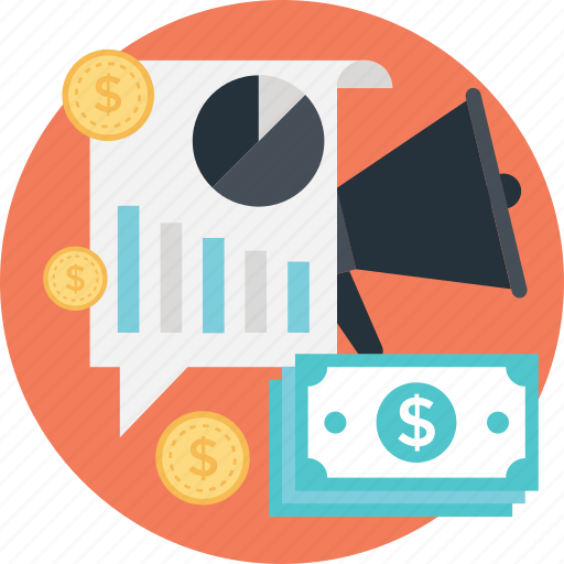 Advert, bar, graph, market analytics, paper money icon - Download on Iconfinder