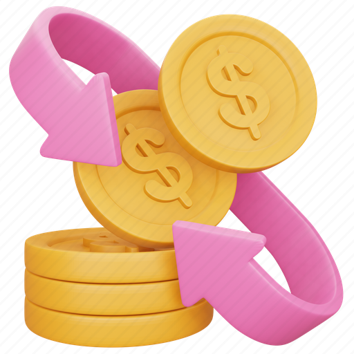 Arrow, business, finance, money, coin, dollar 3D illustration - Download on Iconfinder