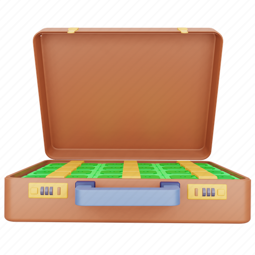 Business, finance, briefcase, bag, cash, money 3D illustration - Download on Iconfinder