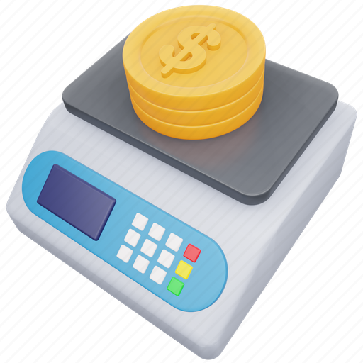 Business, finance, money, weight, digital, scales, coins 3D illustration - Download on Iconfinder
