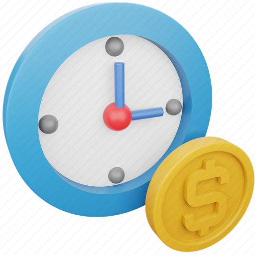 Coin, business, finance, dollar, currency, money, time 3D illustration - Download on Iconfinder