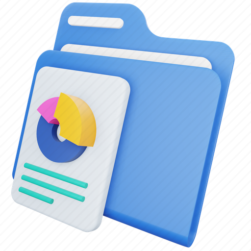 Folder, business, finance, data, document, office, report 3D illustration - Download on Iconfinder