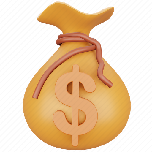 Business, finance, dollar, currency, money, coins, bag 3D illustration - Download on Iconfinder