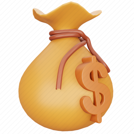 Money, bag, business, finance, dollar, currency, coins 3D illustration - Download on Iconfinder