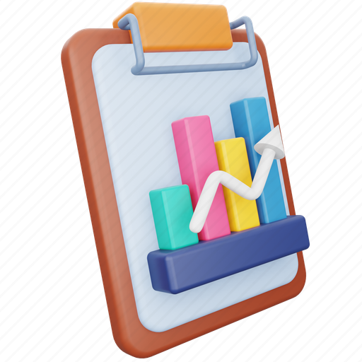 Business, finance, clipboard, report, sales, analytics, graph 3D illustration - Download on Iconfinder