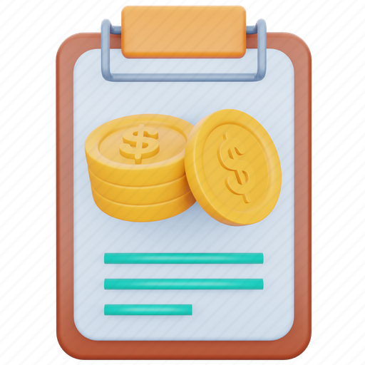 Business, finance, clipboard, report, sales, money, payment 3D illustration - Download on Iconfinder