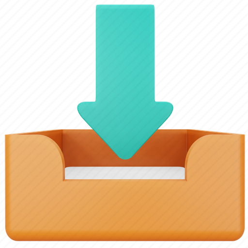 Paper, tray, business, arrow, storage, data, download 3D illustration - Download on Iconfinder